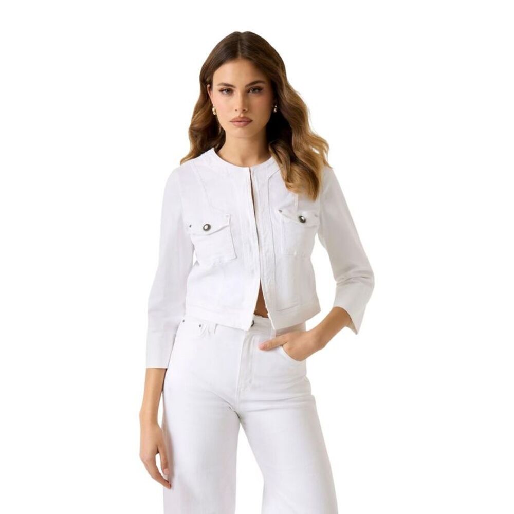 Guess White Cotton Full-Length Women's Jacket